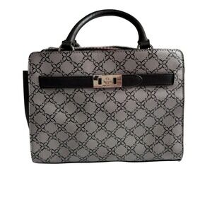 Nine West Maribel Mini Satchel Handbag Purse Silver Gray Black Top Handle‎